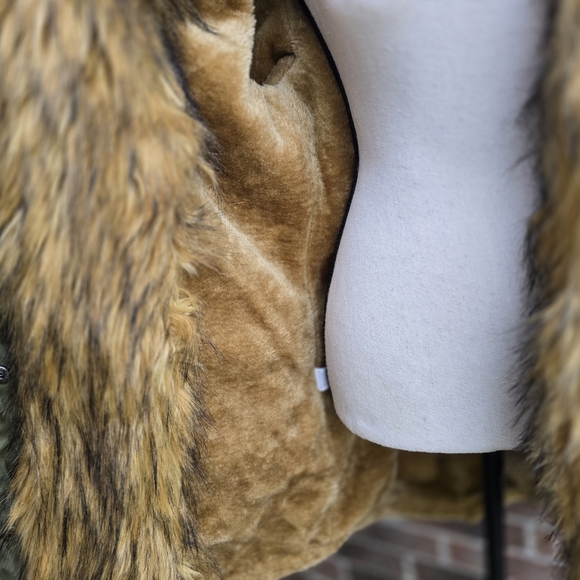 Olive Green Faux Fur Trim Parka Coat - Picture 6 of 15
